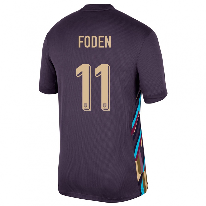 Kandiny Gyermek Anglia Phil Foden #11 Sötét Mazsola Idegenbeli Jersey 24-26 Mez Póló Ing