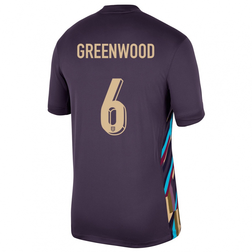 Kandiny Gyermek Anglia Alex Greenwood #6 Sötét Mazsola Idegenbeli Jersey 24-26 Mez Póló Ing