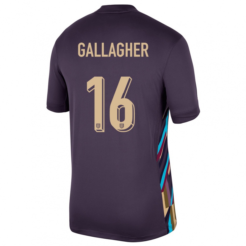 Kandiny Gyermek Anglia Conor Gallagher #16 Sötét Mazsola Idegenbeli Jersey 24-26 Mez Póló Ing