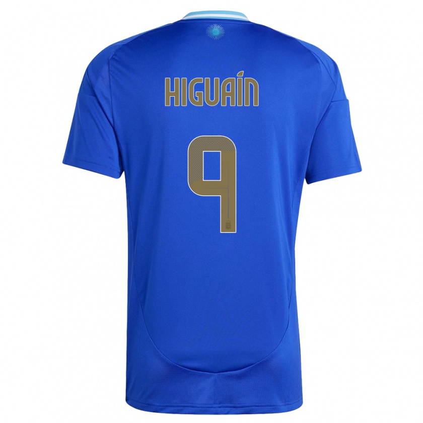 Kandiny Gyermek Argentína Gonzalo Higuain #9 Kék Idegenbeli Jersey 24-26 Mez Póló Ing