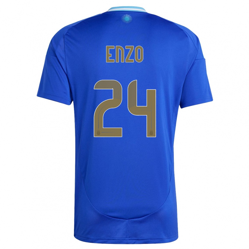 Kandiny Gyermek Argentína Enzo Fernandez #24 Kék Idegenbeli Jersey 24-26 Mez Póló Ing