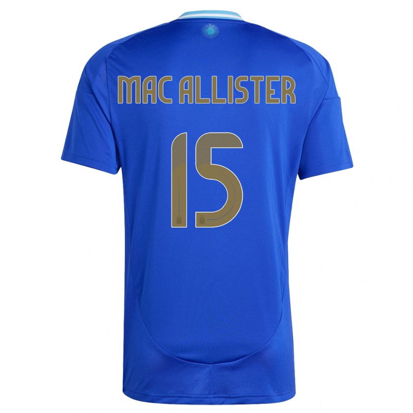 Kandiny Gyermek Argentína Alexis Mac Allister #15 Kék Idegenbeli Jersey 24-26 Mez Póló Ing