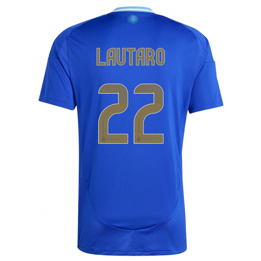 Kandiny Gyermek Argentína Lautaro Martinez #22 Kék Idegenbeli Jersey 24-26 Mez Póló Ing