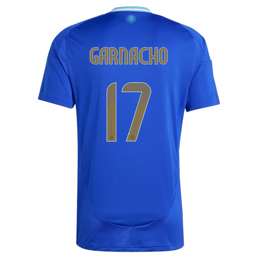 Kandiny Gyermek Argentína Alejandro Garnacho #17 Kék Idegenbeli Jersey 24-26 Mez Póló Ing