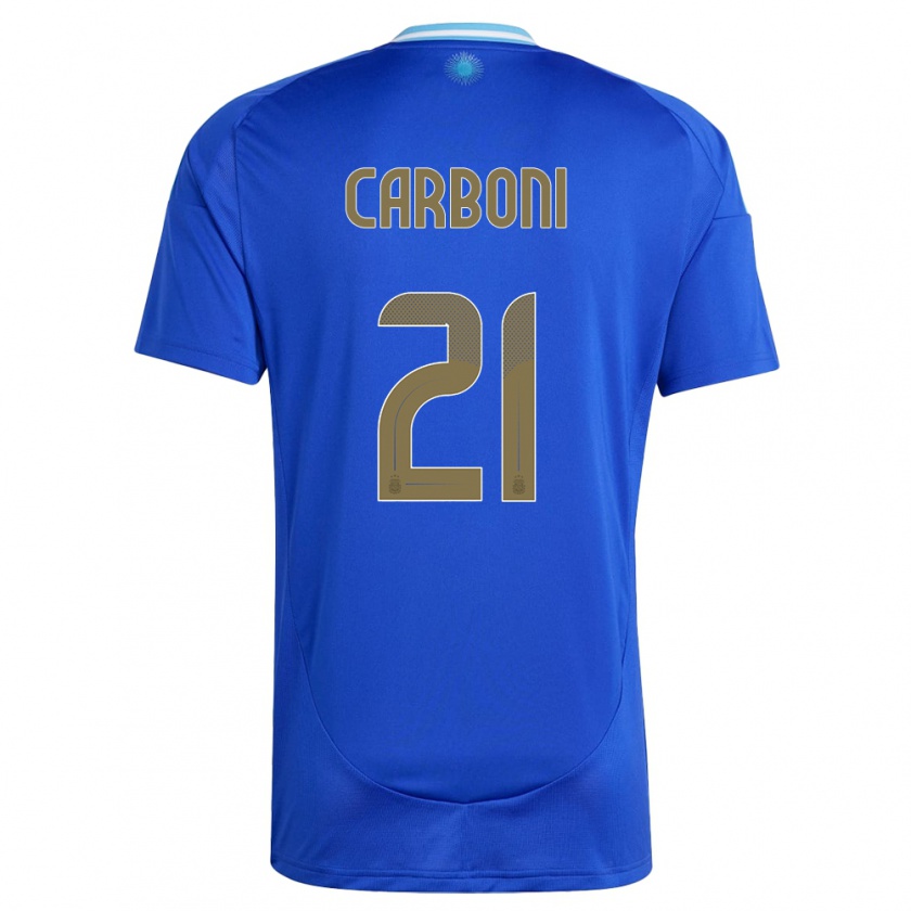 Kandiny Gyermek Argentína Valentin Carboni #21 Kék Idegenbeli Jersey 24-26 Mez Póló Ing