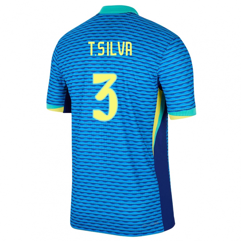 Kandiny Gyermek Brazília Thiago Silva #3 Kék Idegenbeli Jersey 24-26 Mez Póló Ing