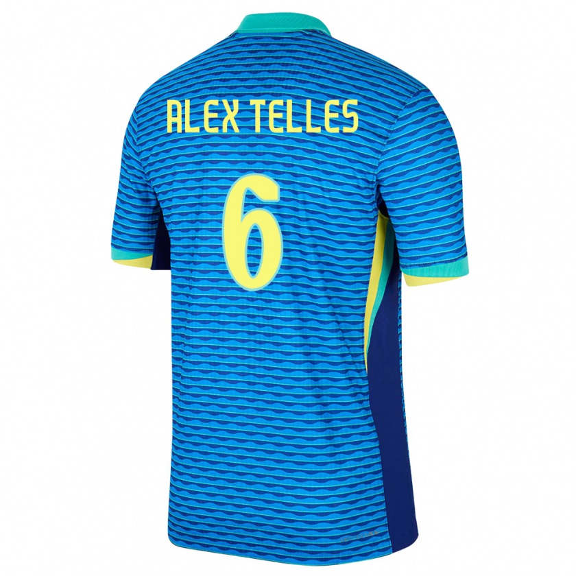 Kandiny Gyermek Brazília Alex Telles #6 Kék Idegenbeli Jersey 24-26 Mez Póló Ing