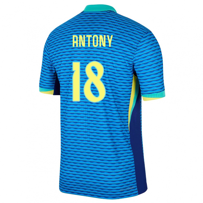 Kandiny Gyermek Brazília Antony #18 Kék Idegenbeli Jersey 24-26 Mez Póló Ing