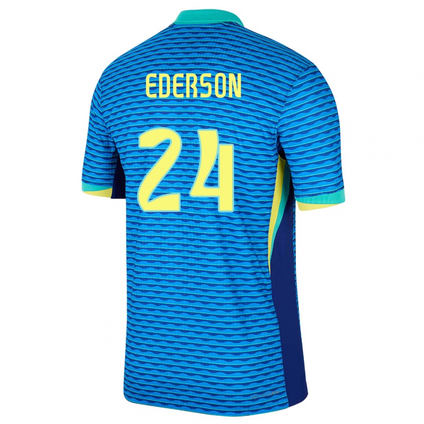 Kandiny Gyermek Brazília Ederson #24 Kék Idegenbeli Jersey 24-26 Mez Póló Ing