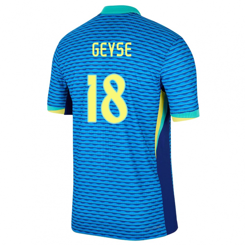 Kandiny Gyermek Brazília Geyse #18 Kék Idegenbeli Jersey 24-26 Mez Póló Ing