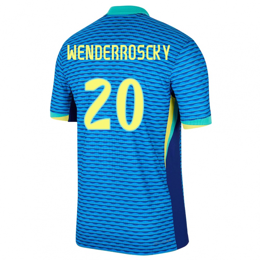 Kandiny Gyermek Brazília Arthur Wenderroscky #20 Kék Idegenbeli Jersey 24-26 Mez Póló Ing