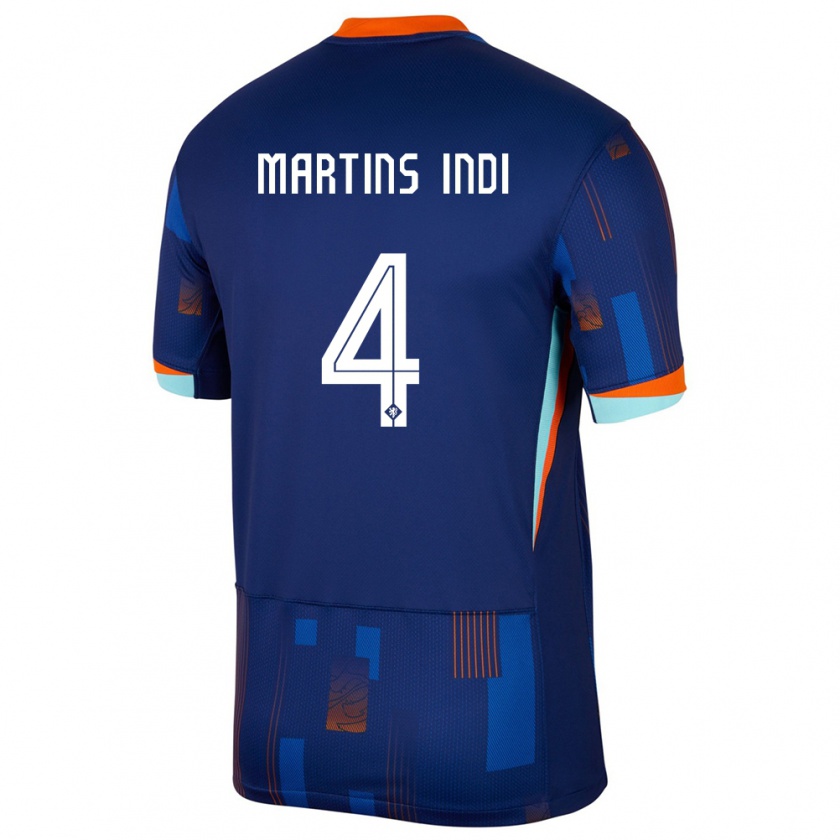 Kandiny Gyermek Hollandia Bruno Martins Indi #4 Kék Idegenbeli Jersey 24-26 Mez Póló Ing