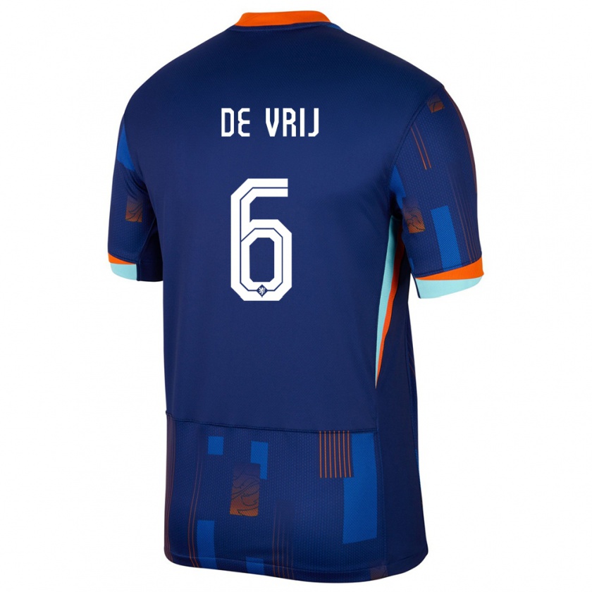 Kandiny Gyermek Hollandia Stefan De Vrij #6 Kék Idegenbeli Jersey 24-26 Mez Póló Ing