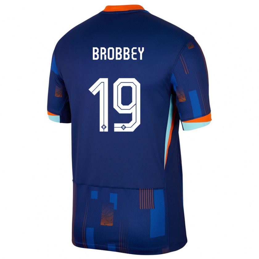 Kandiny Gyermek Hollandia Brian Brobbey #19 Kék Idegenbeli Jersey 24-26 Mez Póló Ing