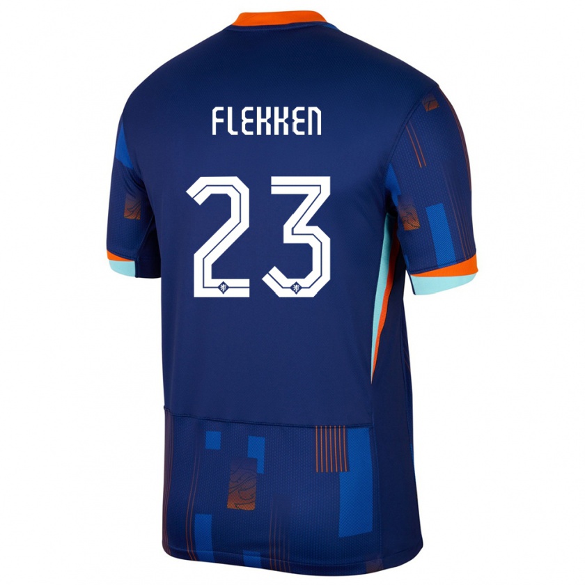 Kandiny Gyermek Hollandia Mark Flekken #23 Kék Idegenbeli Jersey 24-26 Mez Póló Ing