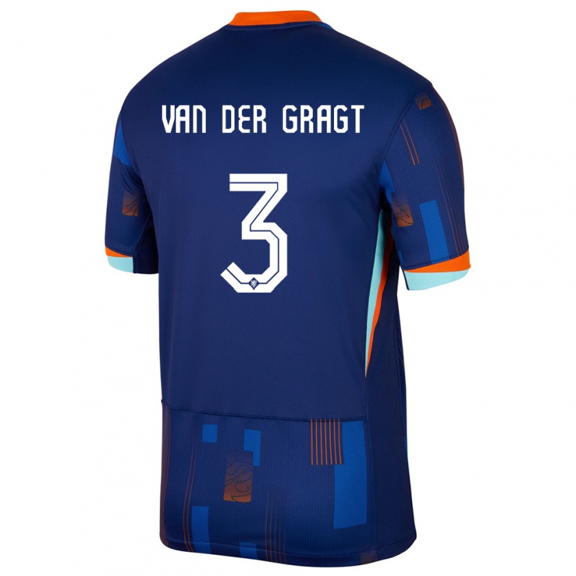 Kandiny Gyermek Hollandia Stefanie Van Der Gragt #3 Kék Idegenbeli Jersey 24-26 Mez Póló Ing