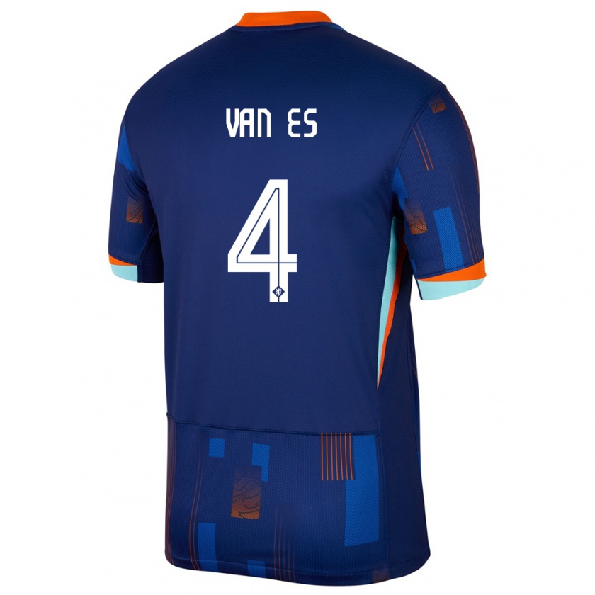 Kandiny Gyermek Hollandia Kika Van Es #4 Kék Idegenbeli Jersey 24-26 Mez Póló Ing