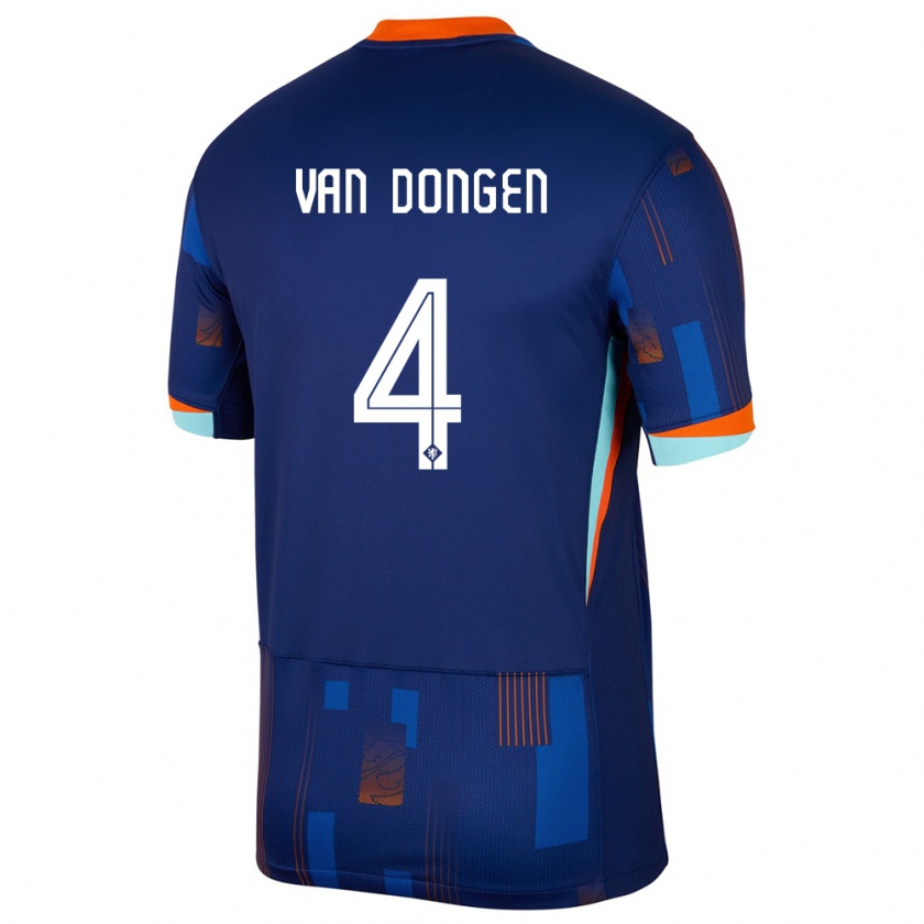 Kandiny Gyermek Hollandia Merel Van Dongen #4 Kék Idegenbeli Jersey 24-26 Mez Póló Ing