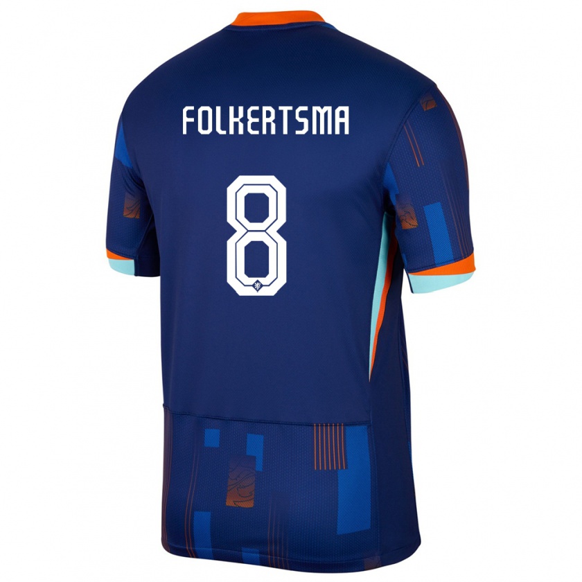 Kandiny Gyermek Hollandia Sisca Folkertsma #8 Kék Idegenbeli Jersey 24-26 Mez Póló Ing