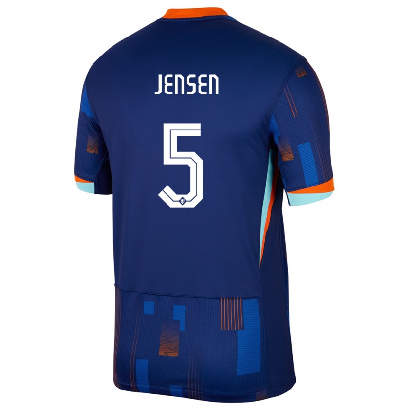 Kandiny Gyermek Hollandia Koen Jensen #5 Kék Idegenbeli Jersey 24-26 Mez Póló Ing