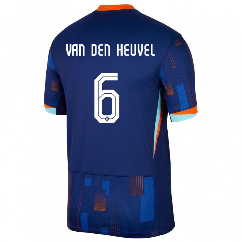 Kandiny Gyermek Hollandia Tim Van Den Heuvel #6 Kék Idegenbeli Jersey 24-26 Mez Póló Ing