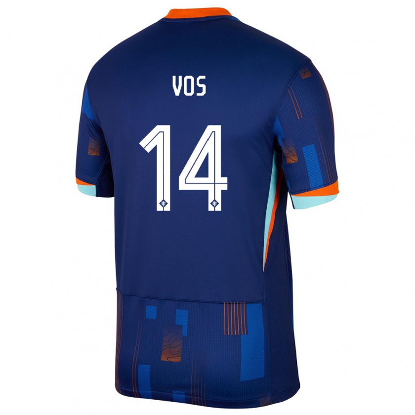 Kandiny Gyermek Hollandia Silvano Vos #14 Kék Idegenbeli Jersey 24-26 Mez Póló Ing