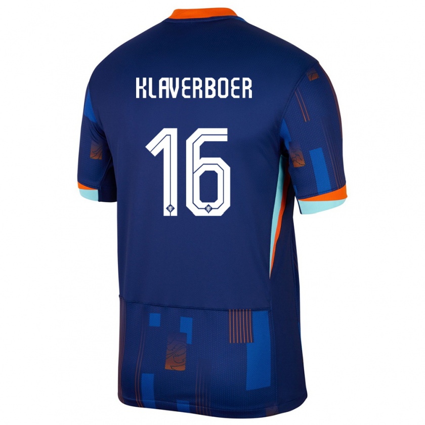 Kandiny Gyermek Hollandia Bernt Klaverboer #16 Kék Idegenbeli Jersey 24-26 Mez Póló Ing