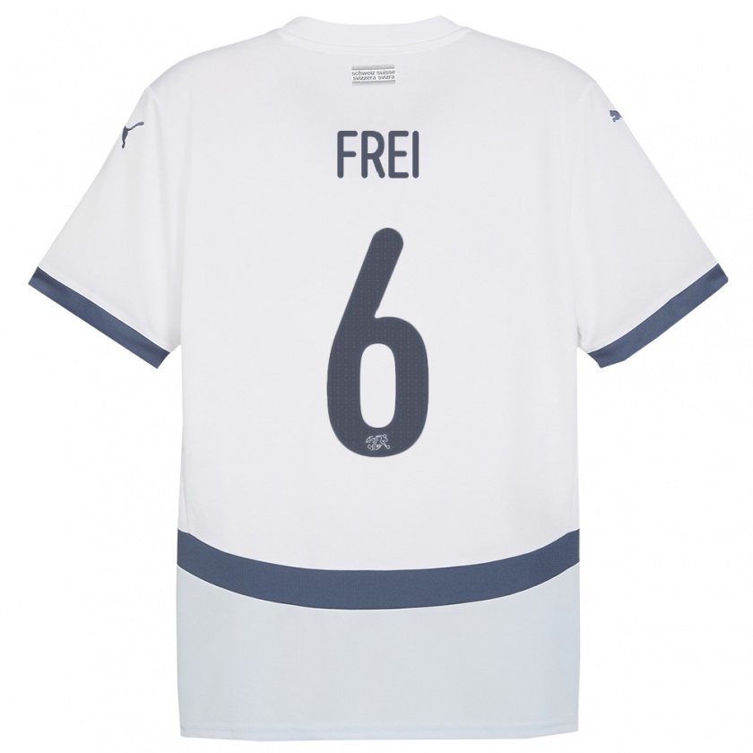 Kandiny Gyermek Svájc Fabian Frei #6 Fehér Idegenbeli Jersey 24-26 Mez Póló Ing