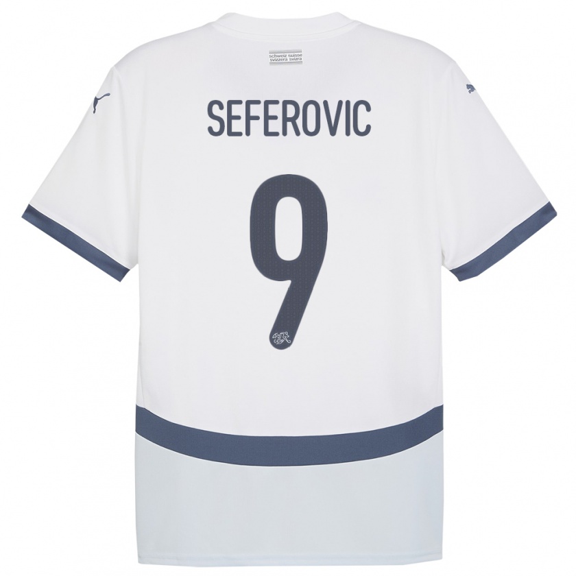 Kandiny Gyermek Svájc Haris Seferovic #9 Fehér Idegenbeli Jersey 24-26 Mez Póló Ing