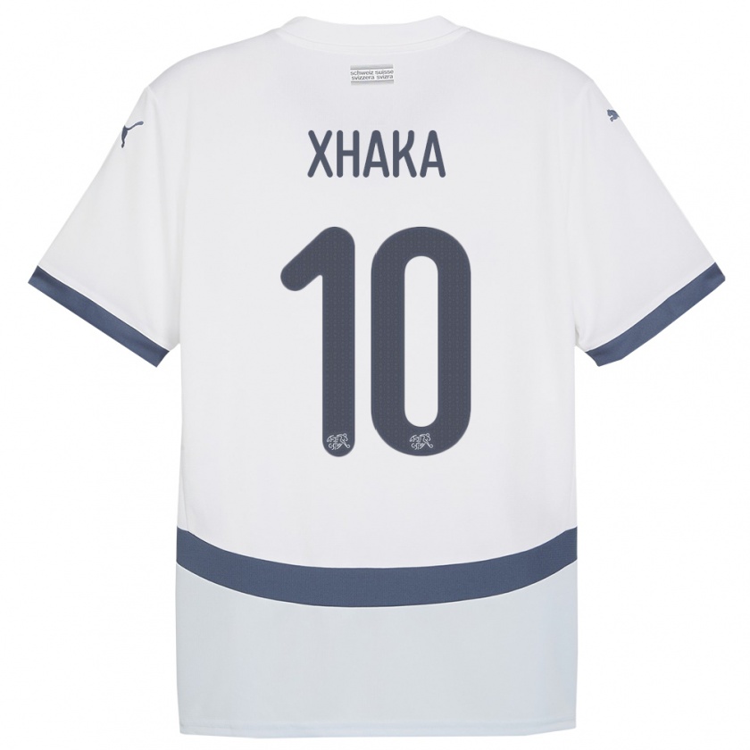 Kandiny Gyermek Svájc Granit Xhaka #10 Fehér Idegenbeli Jersey 24-26 Mez Póló Ing