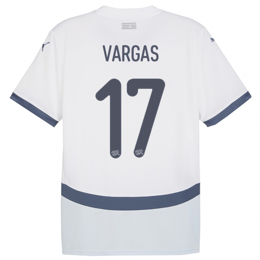 Kandiny Gyermek Svájc Ruben Vargas #17 Fehér Idegenbeli Jersey 24-26 Mez Póló Ing