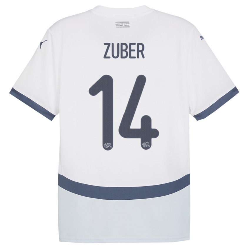 Kandiny Gyermek Svájc Steven Zuber #14 Fehér Idegenbeli Jersey 24-26 Mez Póló Ing