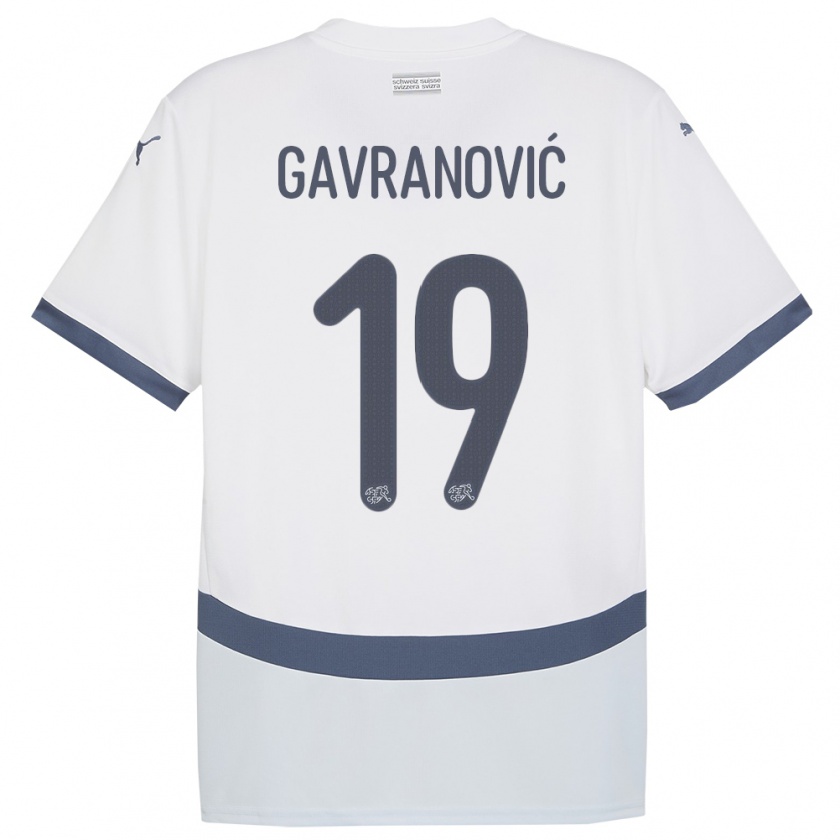 Kandiny Gyermek Svájc Mario Gavranovic #19 Fehér Idegenbeli Jersey 24-26 Mez Póló Ing