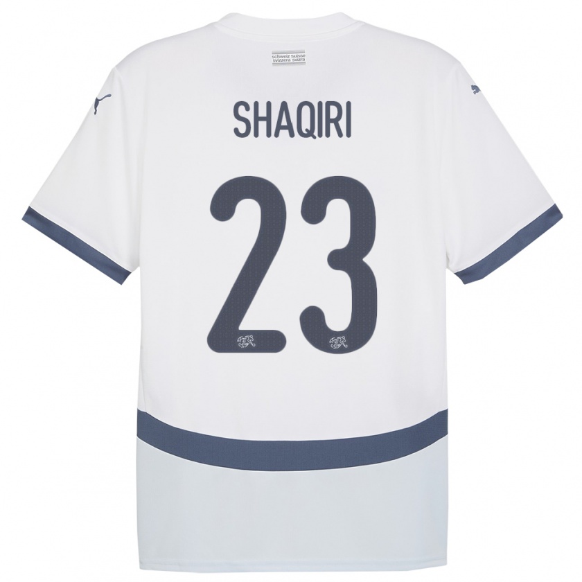 Kandiny Gyermek Svájc Xherdan Shaqiri #23 Fehér Idegenbeli Jersey 24-26 Mez Póló Ing