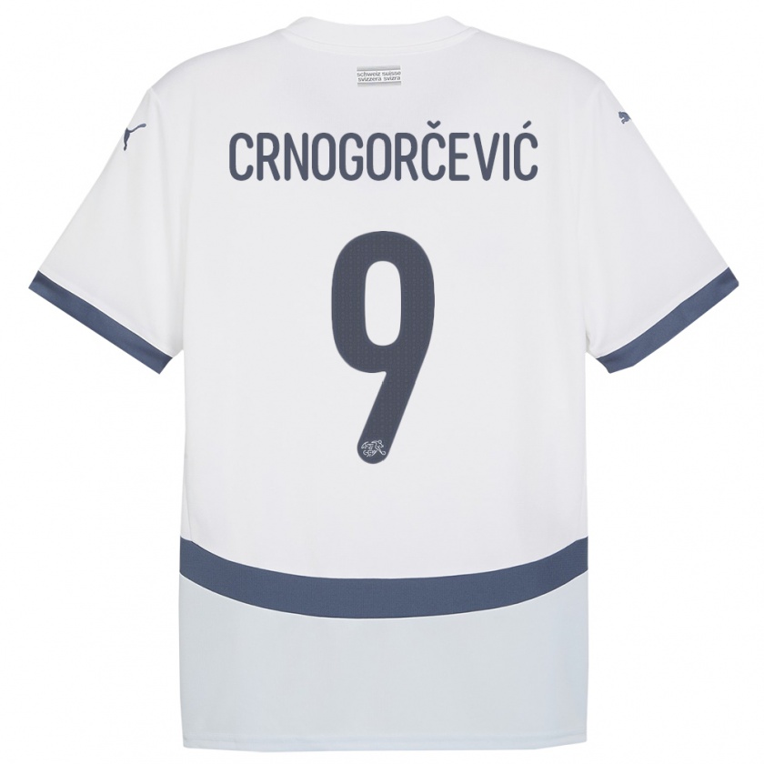 Kandiny Gyermek Svájc Ana Maria Crnogorcevic #9 Fehér Idegenbeli Jersey 24-26 Mez Póló Ing