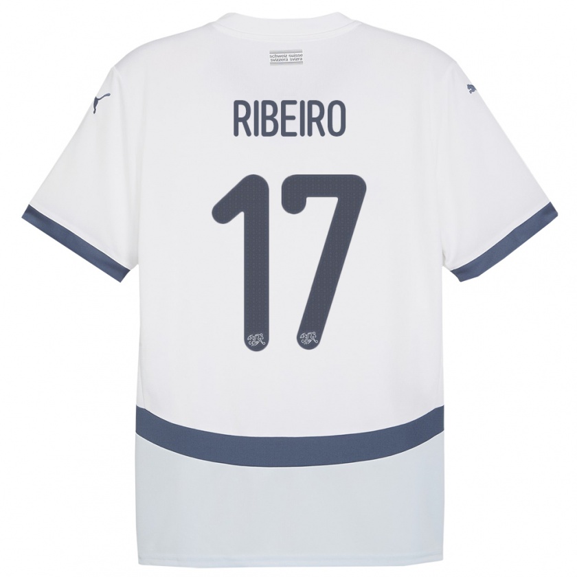 Kandiny Gyermek Svájc Joel Ribeiro #17 Fehér Idegenbeli Jersey 24-26 Mez Póló Ing