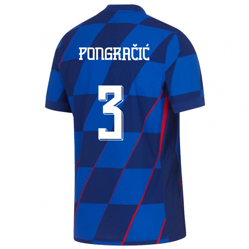 Kandiny Gyermek Horvátország Marin Pongracic #3 Kék Idegenbeli Jersey 24-26 Mez Póló Ing