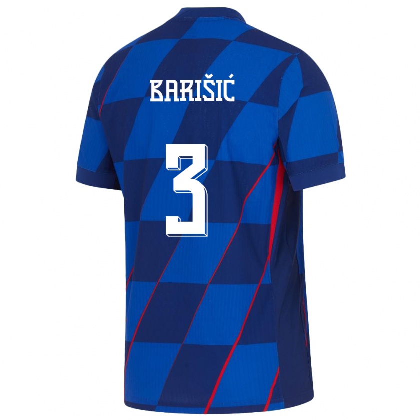 Kandiny Gyermek Horvátország Borna Barisic #3 Kék Idegenbeli Jersey 24-26 Mez Póló Ing