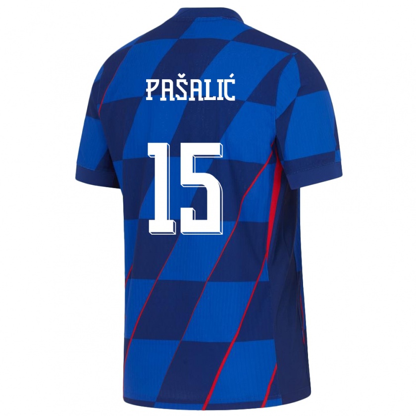 Kandiny Gyermek Horvátország Mario Pasalic #15 Kék Idegenbeli Jersey 24-26 Mez Póló Ing