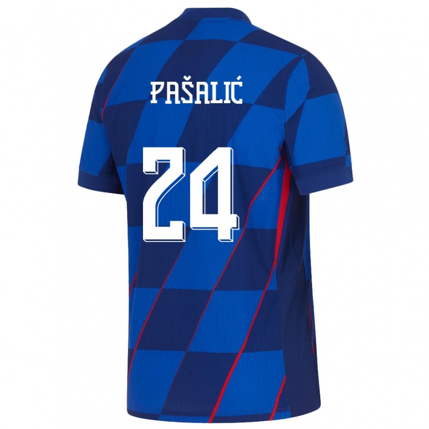 Kandiny Gyermek Horvátország Marco Pasalic #24 Kék Idegenbeli Jersey 24-26 Mez Póló Ing