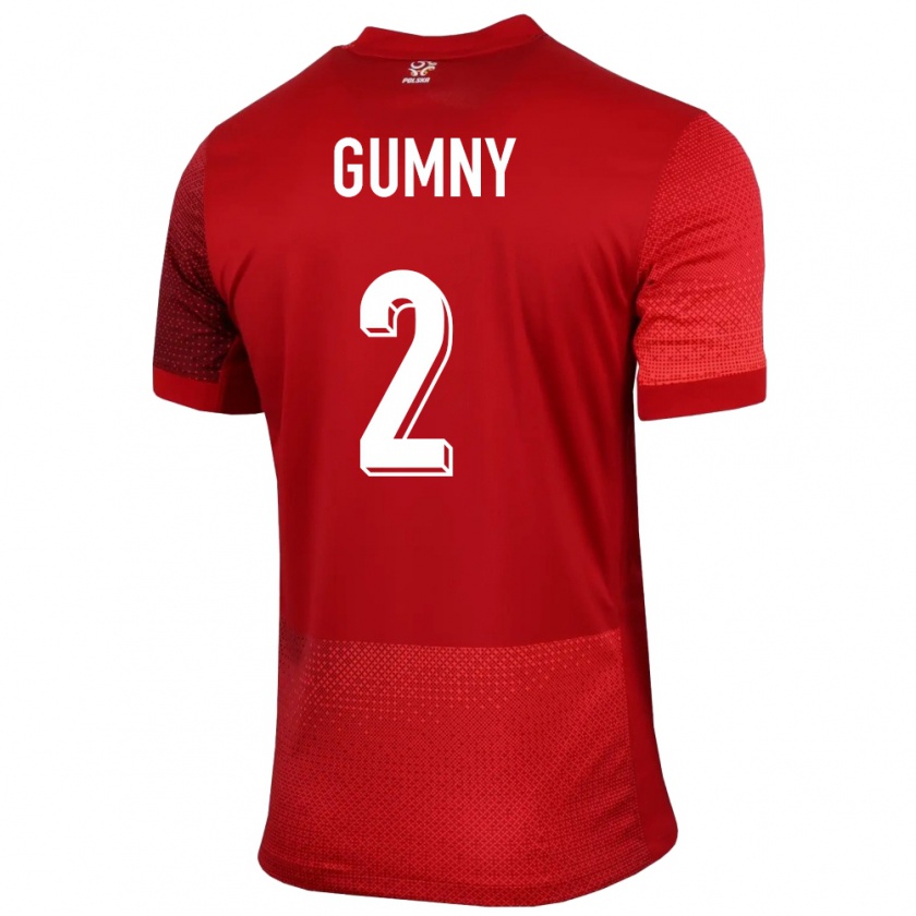 Kandiny Gyermek Lengyelország Robert Gumny #2 Piros Idegenbeli Jersey 24-26 Mez Póló Ing