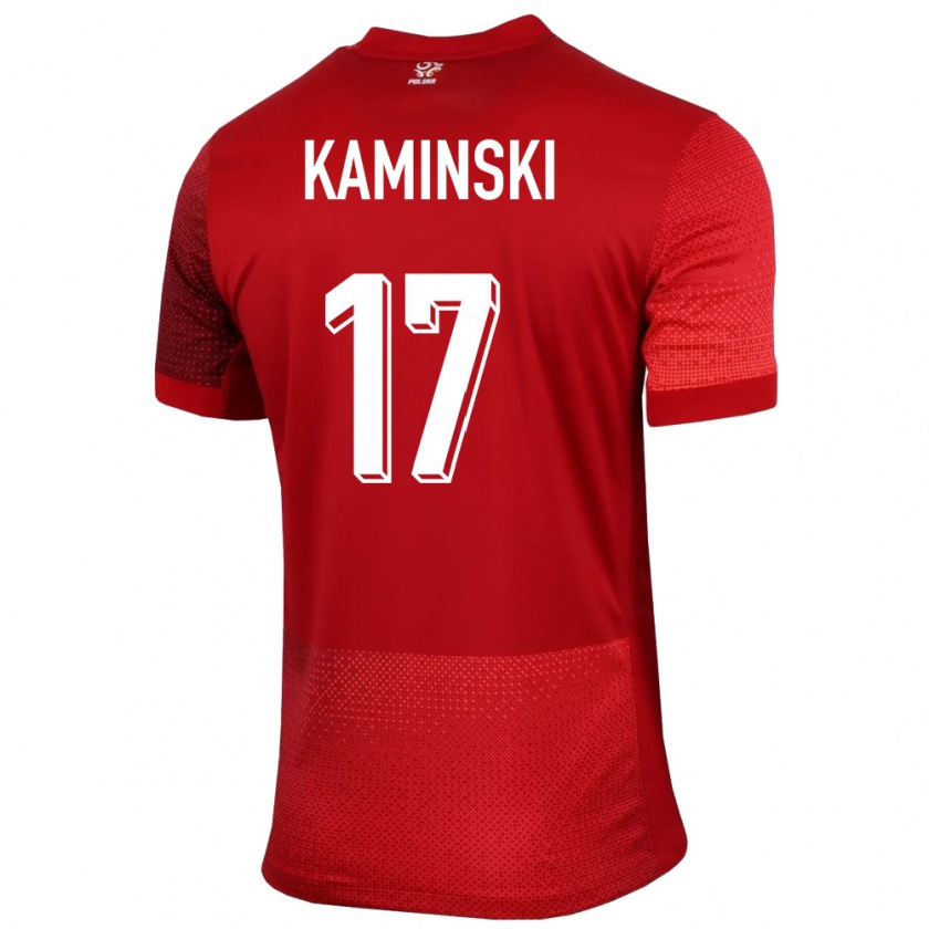 Kandiny Gyermek Lengyelország Jakub Kaminski #17 Piros Idegenbeli Jersey 24-26 Mez Póló Ing