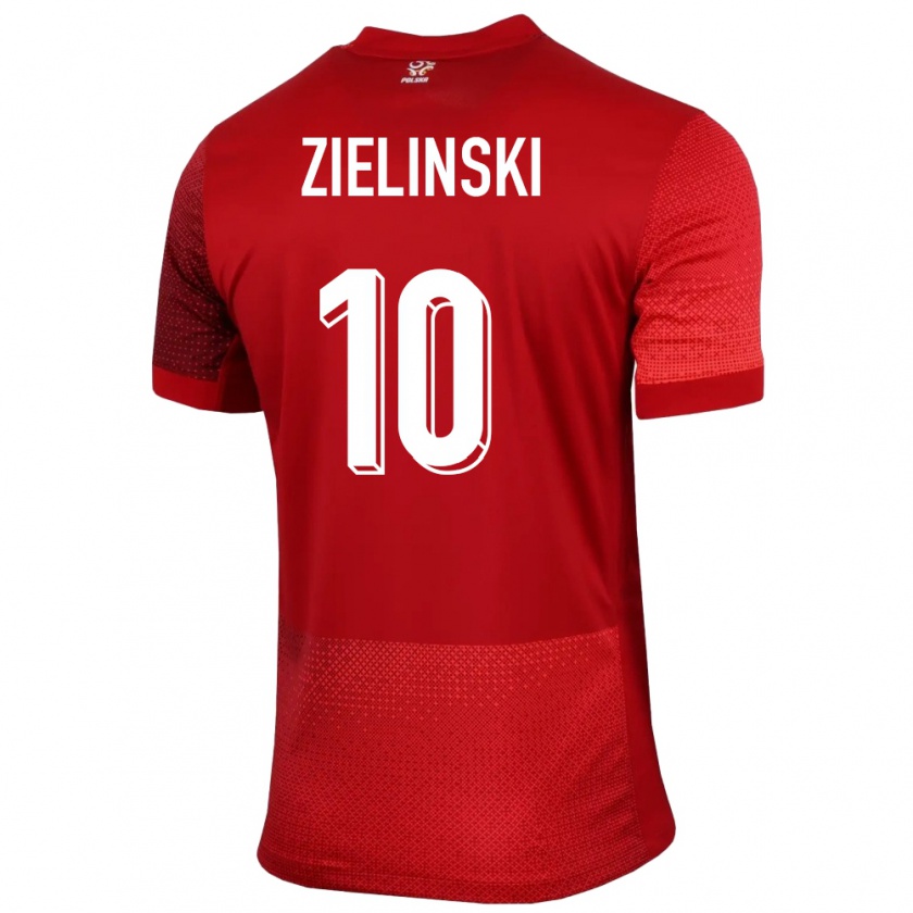 Kandiny Gyermek Lengyelország Piotr Zielinski #10 Piros Idegenbeli Jersey 24-26 Mez Póló Ing