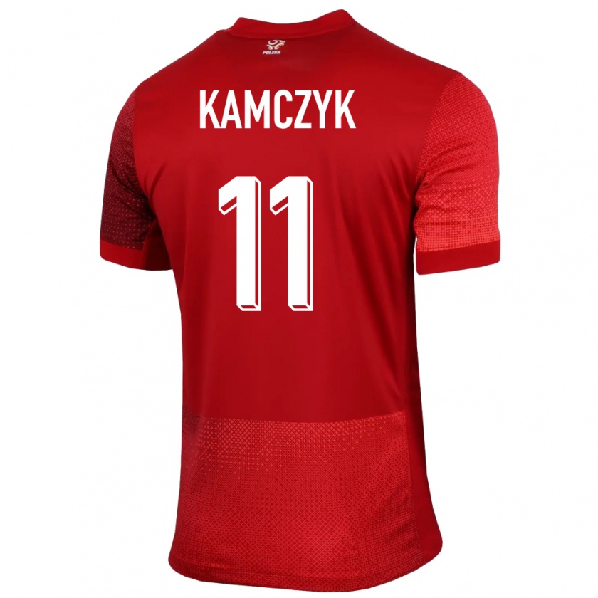 Kandiny Gyermek Lengyelország Ewelina Kamczyk #11 Piros Idegenbeli Jersey 24-26 Mez Póló Ing