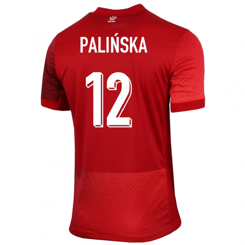 Kandiny Gyermek Lengyelország Anna Palinska #12 Piros Idegenbeli Jersey 24-26 Mez Póló Ing