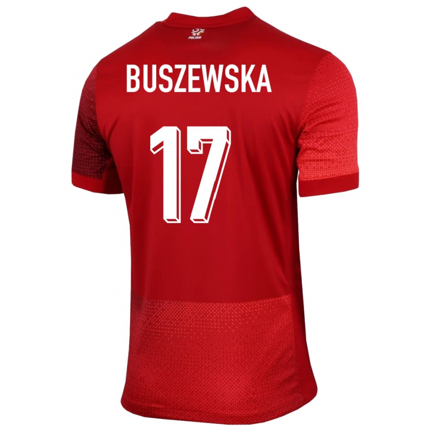 Kandiny Gyermek Lengyelország Zofia Buszewska #17 Piros Idegenbeli Jersey 24-26 Mez Póló Ing