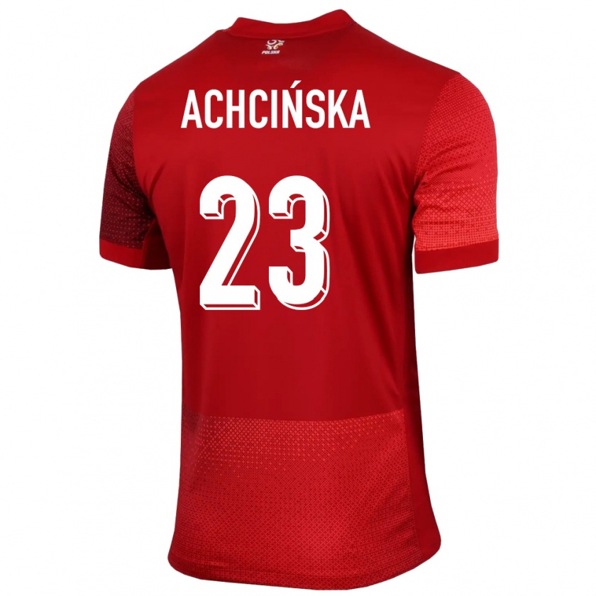 Kandiny Gyermek Lengyelország Adriana Achcinska #23 Piros Idegenbeli Jersey 24-26 Mez Póló Ing