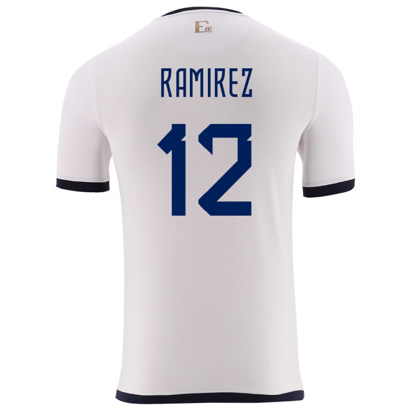 Kandiny Gyermek Ecuador Moises Ramirez #12 Fehér Idegenbeli Jersey 24-26 Mez Póló Ing