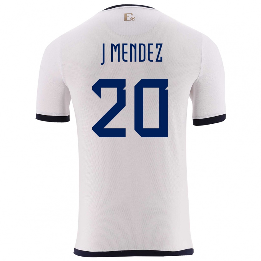 Kandiny Gyermek Ecuador Jhegson Mendez #20 Fehér Idegenbeli Jersey 24-26 Mez Póló Ing