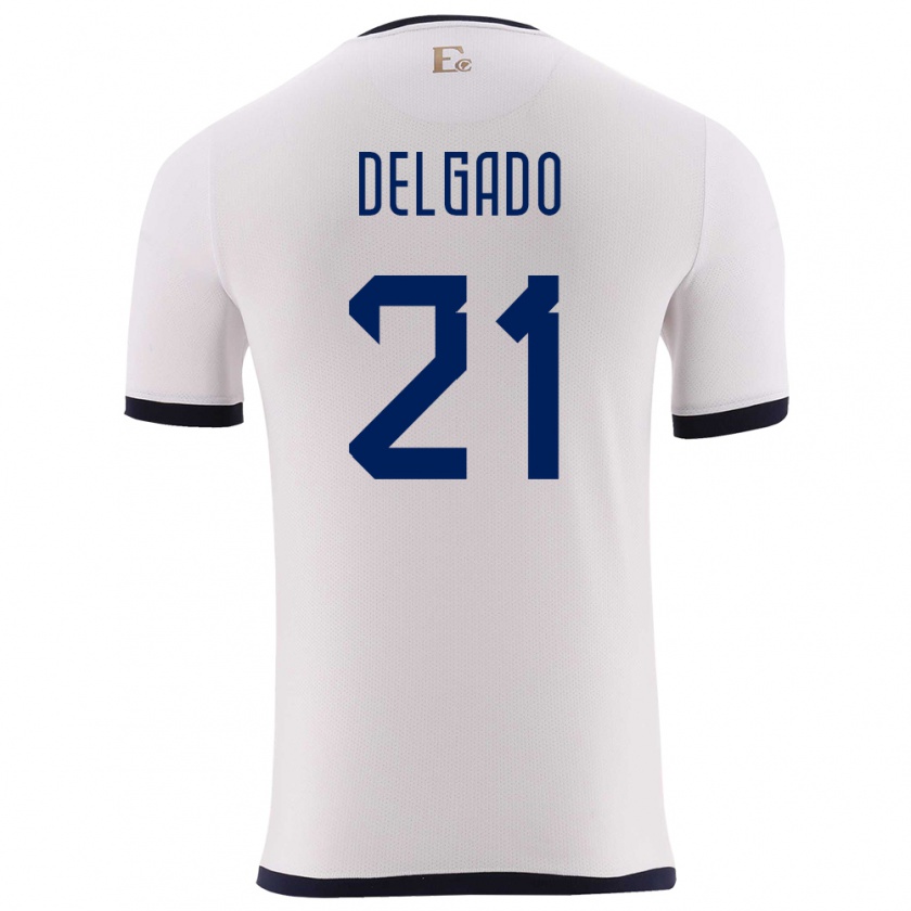 Kandiny Gyermek Ecuador Patrickson Delgado #21 Fehér Idegenbeli Jersey 24-26 Mez Póló Ing